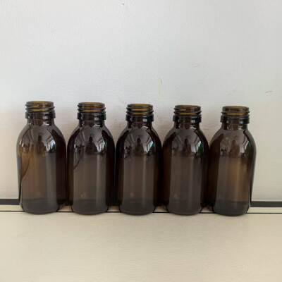 Silk Screen Printing 80ml Pharma Amber Glass Makatussin Bottle Crc Cap Label Box Measure Cup Fast Shipping Popular Full Sets