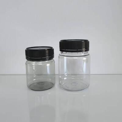 Silk Screen Printing 200ml 250ml Round PET Plastic Bottle with Black Anti Theft Screw Cap Ideal Food Packaging Container